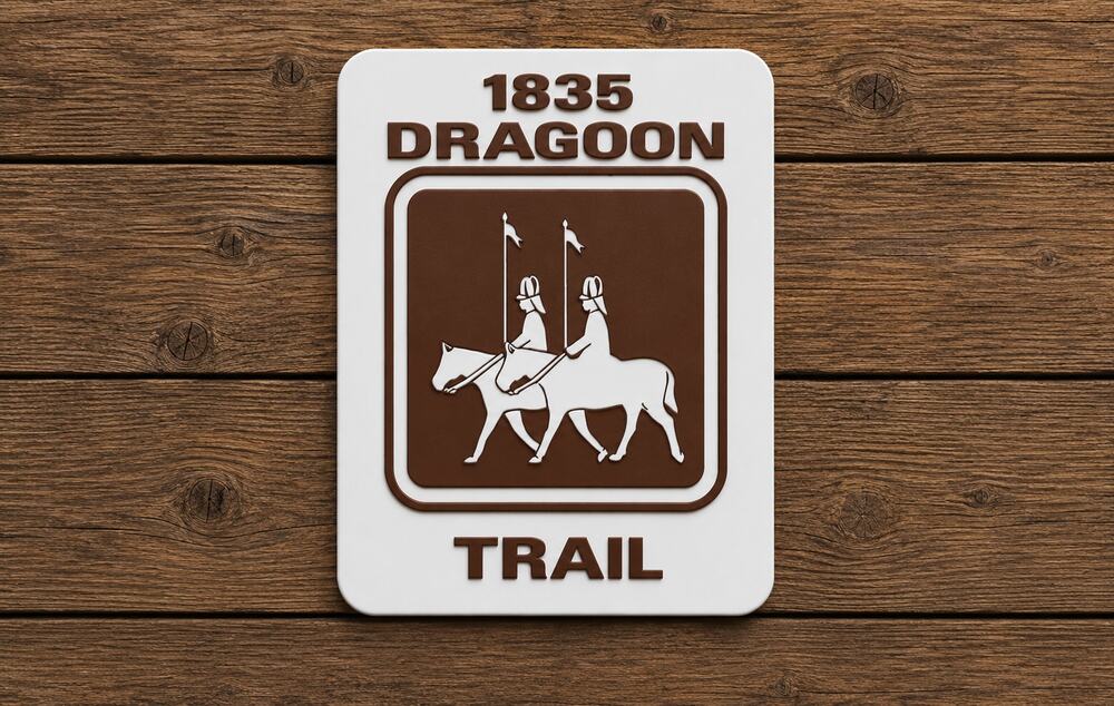 1835 Iowa Dragoon Trail Sign Scenic Historic Des Moines River State Park Army